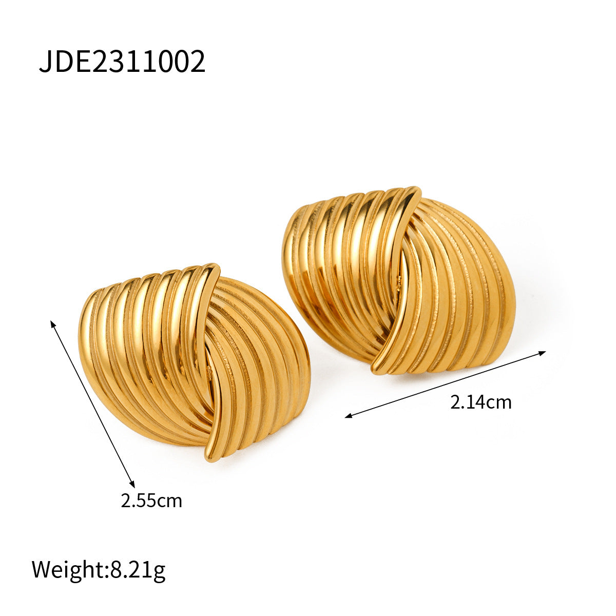 18K Gold Plated Geometric Round Stainless Steel Stud Earrings for Women