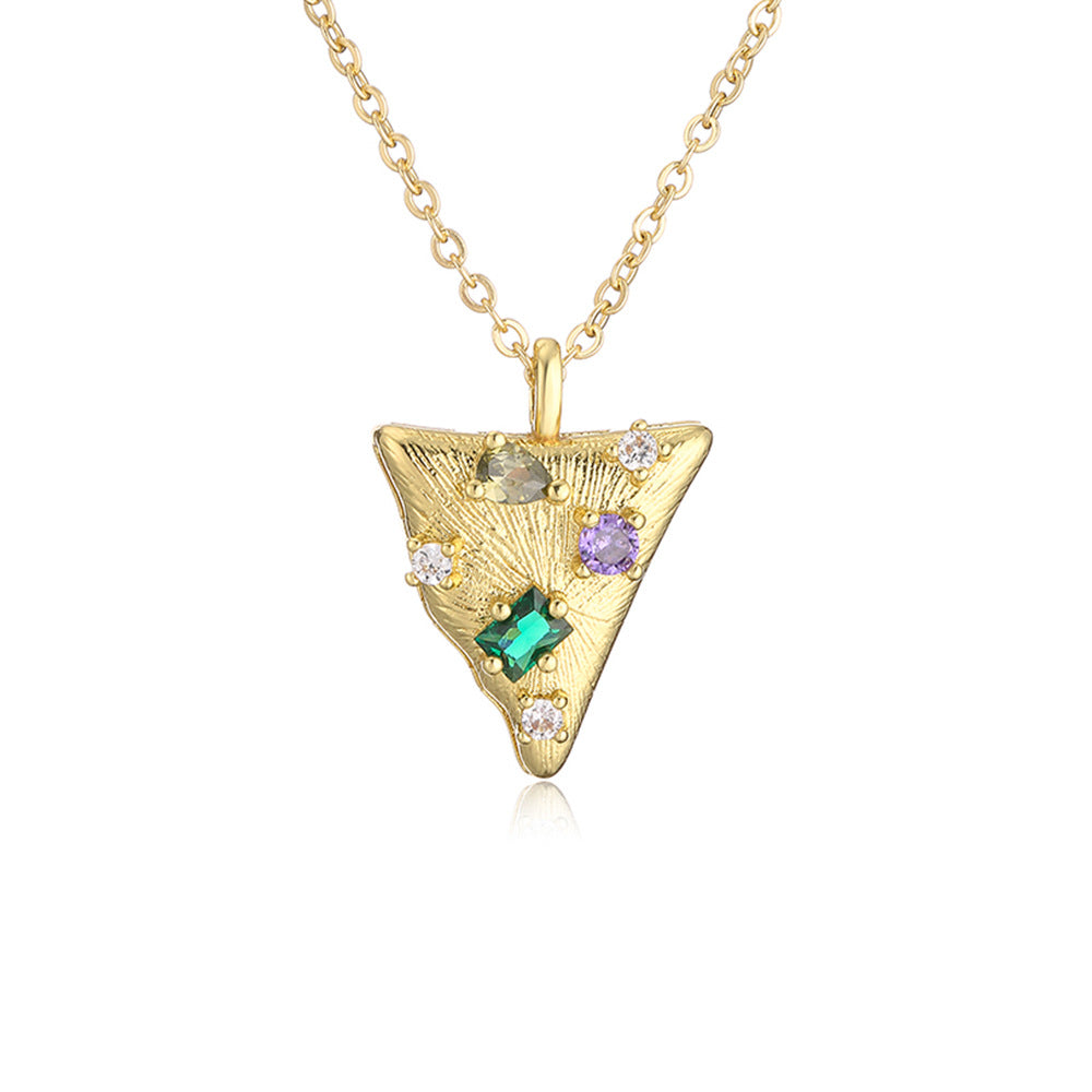 Geometric Star Pendant Necklace for Women in Copper with 18K Gold Plating and Zircon Inlay