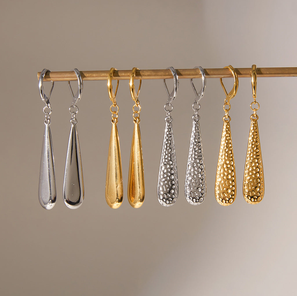 Elegantes Pendientes de Acero Inoxidable con Forma de Gota de Agua y Acabado Chapado para Mujer, Joyería Geométrica de Moda para el Día a Día