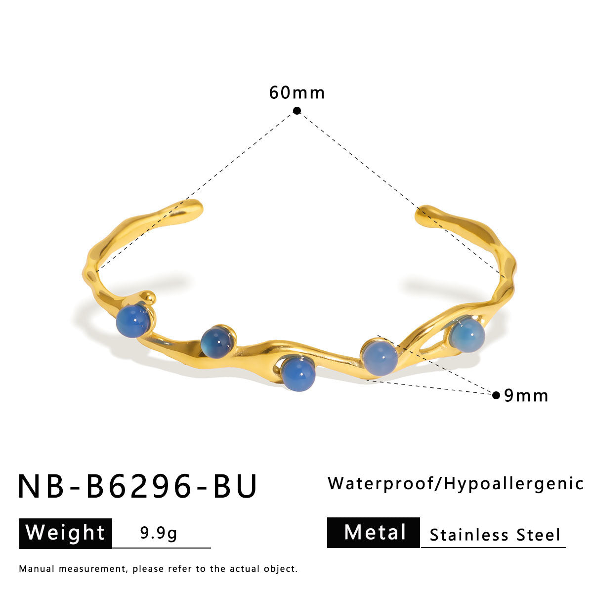 Vintage Style Titanium Steel Open Bangle for Women with Natural Stone and Pearl Inlay Geometric Design