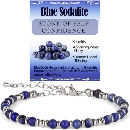 Sweet Geometric Gemstone Beaded Stainless Steel Adjustable Bracelet