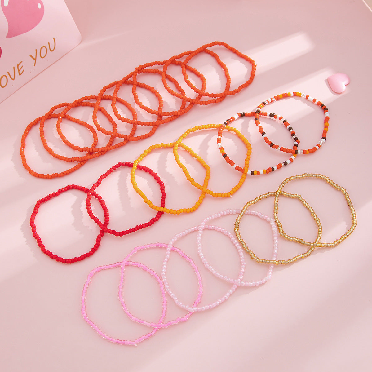 Bohemian Vintage Geometric Glass Beads Bracelet Set Plated Women's Fashion Jewelry