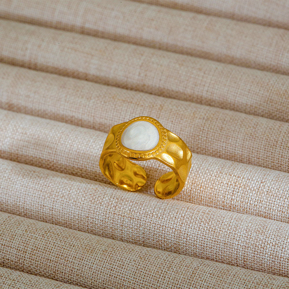 Anello regolabile in acciaio al titanio, stile hip hop geometrico, placcato per donna
