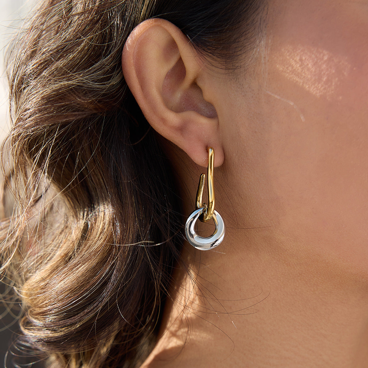 Minimalist Geometric Triangle Stainless Steel Plated Earrings for Women