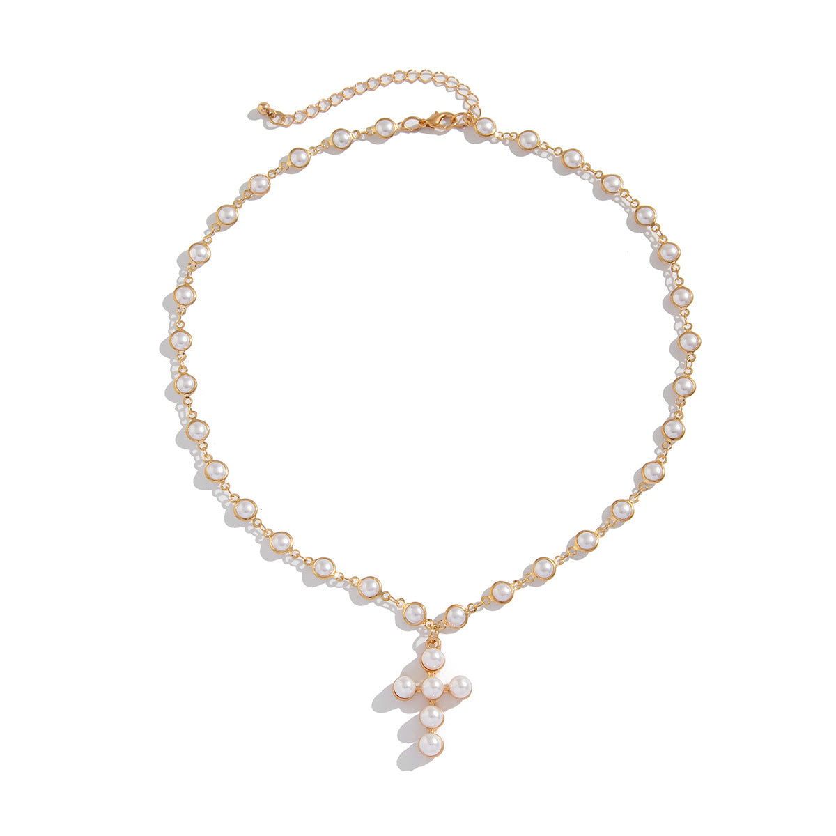 Collana con ciondolo a croce geometrica minimalista da donna in lega con finitura galvanizzata