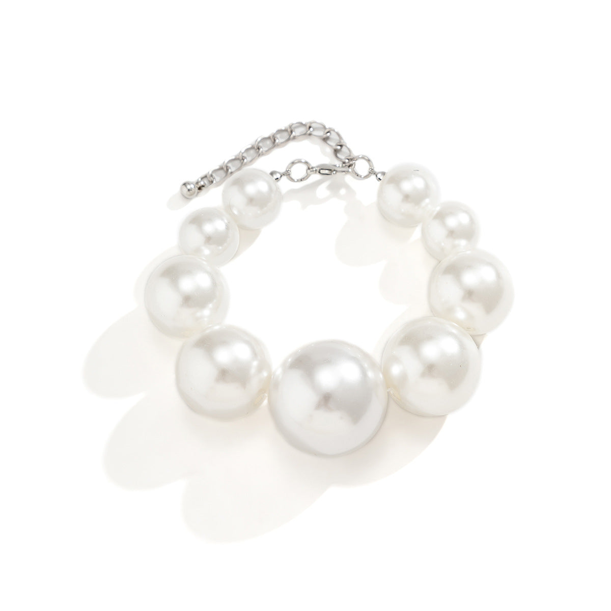 Vintage Bohemian Geometric Faux Pearl Resin Beaded Ball Chain Necklace for Women