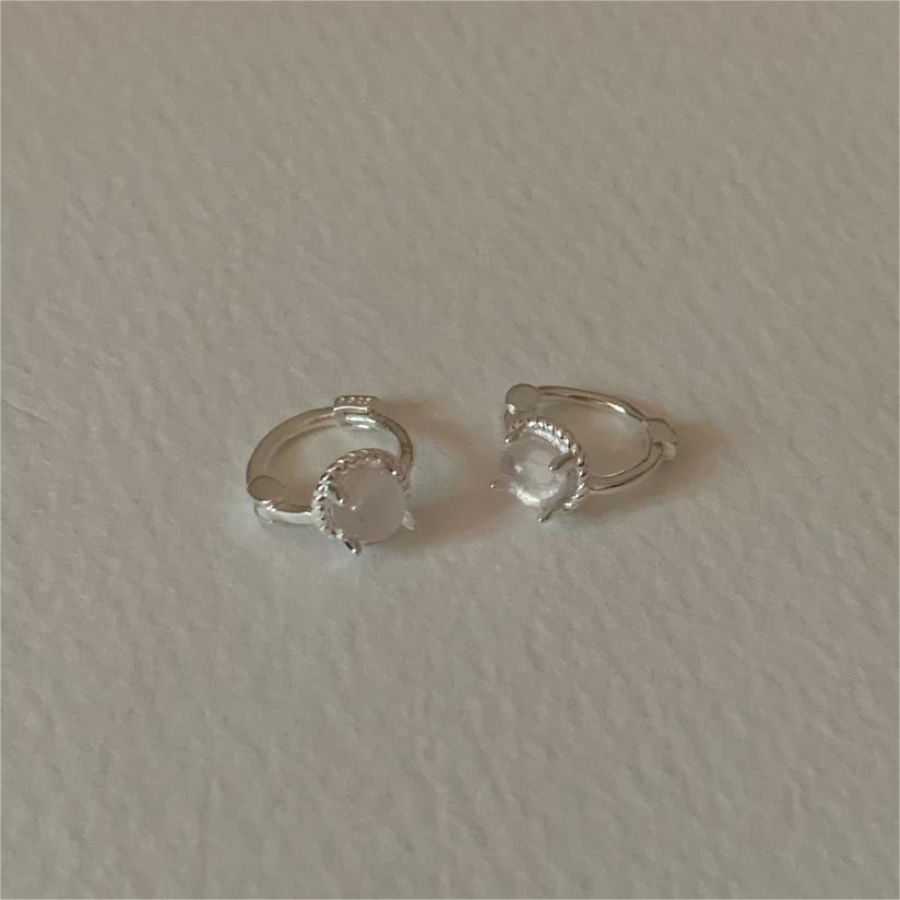 Minimalist Cat's Eye Earrings in 925 Sterling Silver with Geometric Faceted Cubic Design