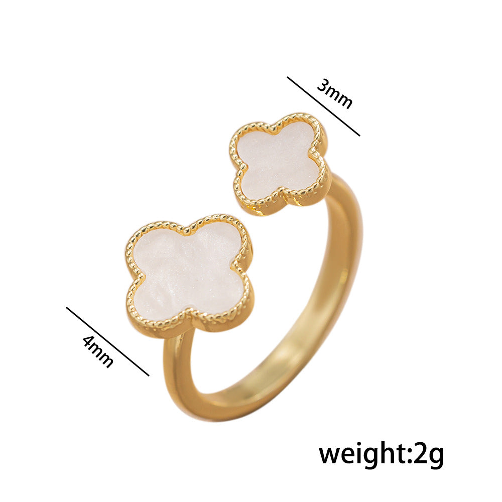 Minimalist Leaf-Shaped Adjustable Finger Ring for Women in Brass with 18K Gold Plating