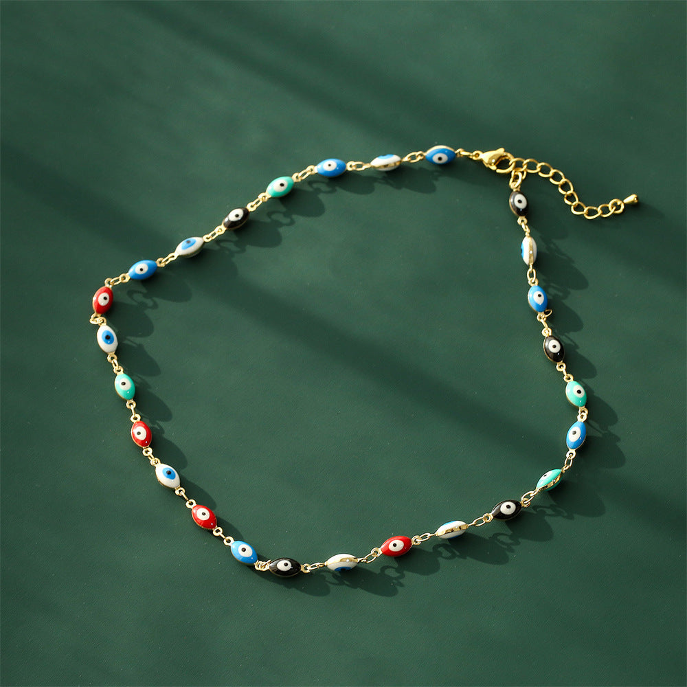 Geometric Drip Oil Gold Plated Brass Pendant Necklace