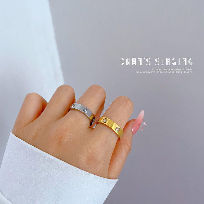 Minimalist Geometric Titanium Steel Polished Ring for Unisex