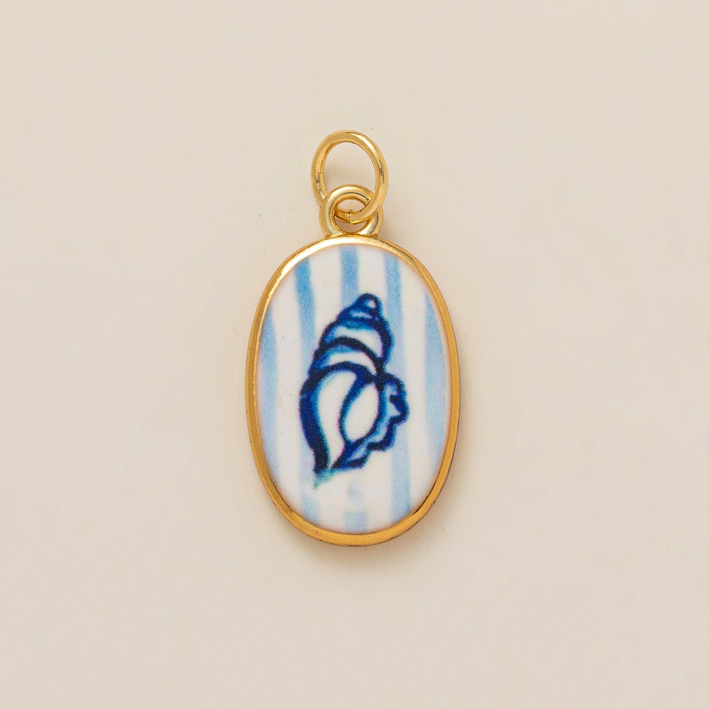 Vintage Plated Brass Ceramic Crab Lobster Clover Flower Charm Bar
