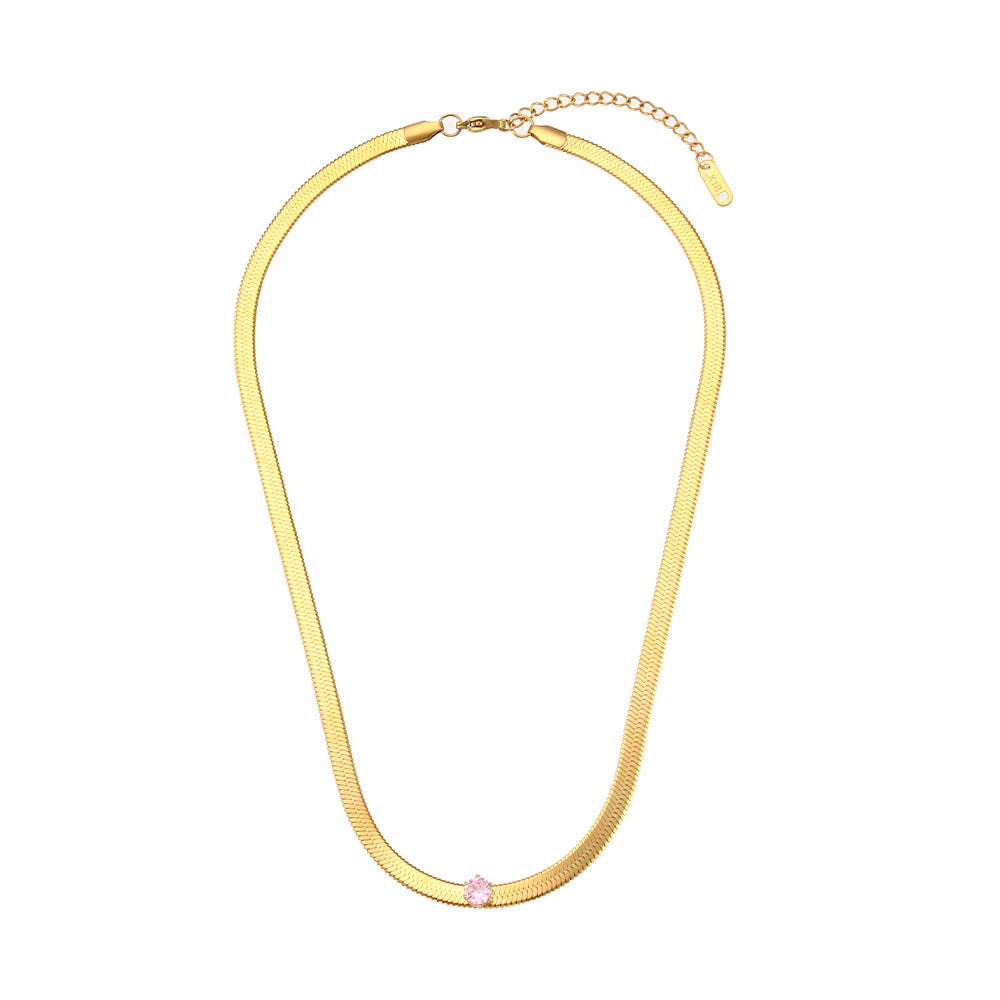 Collana con Pendente Geometrico alla Moda da Donna Acciaio Inossidabile Placcato Oro 18K con Zirconi Micro-Incastonati
