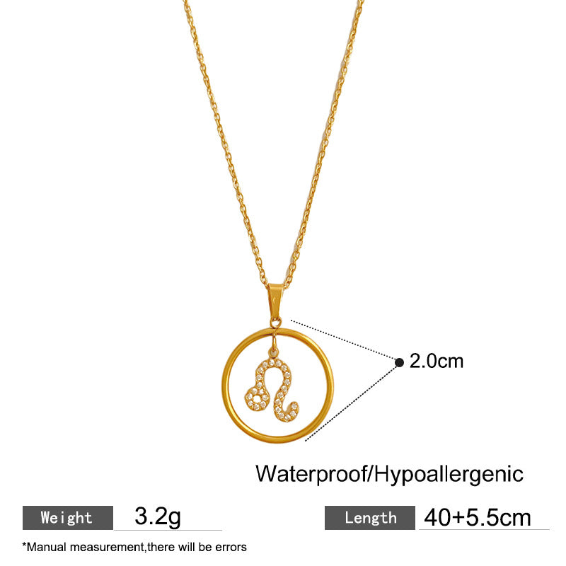 Sporty Sweet Gold Plated Titanium Steel Necklace with Brass Pendant for Unisex