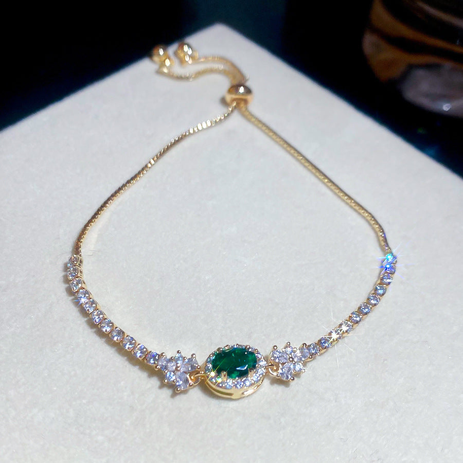 Pulsera de circonita ovalada geométrica de lujo ligero para mujer, pulsera informal minimalista de moda