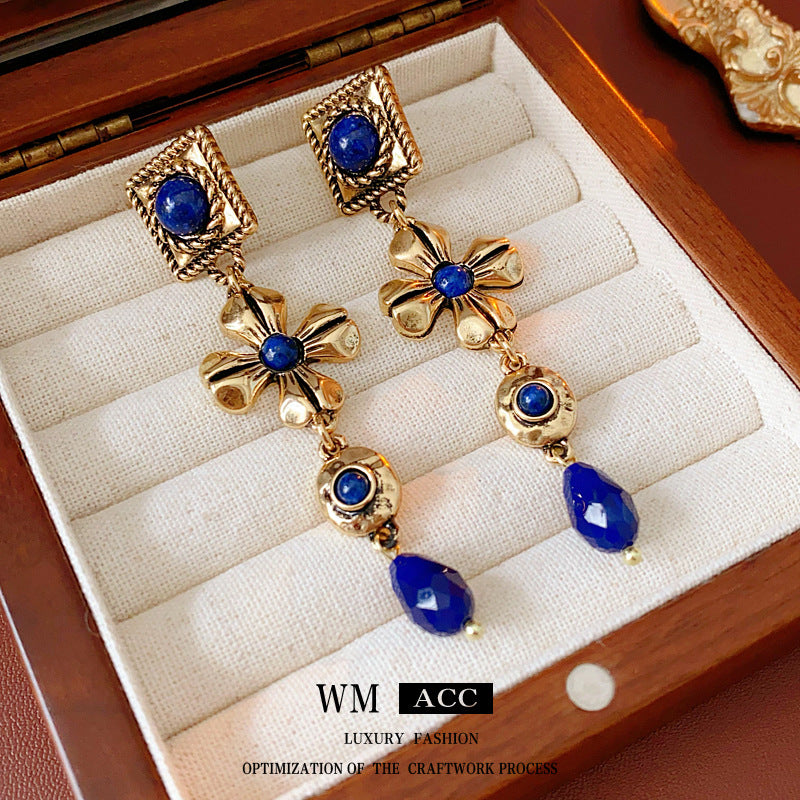 Vintage Floral Earrings with Alloy Construction and Handcrafted Details for Women