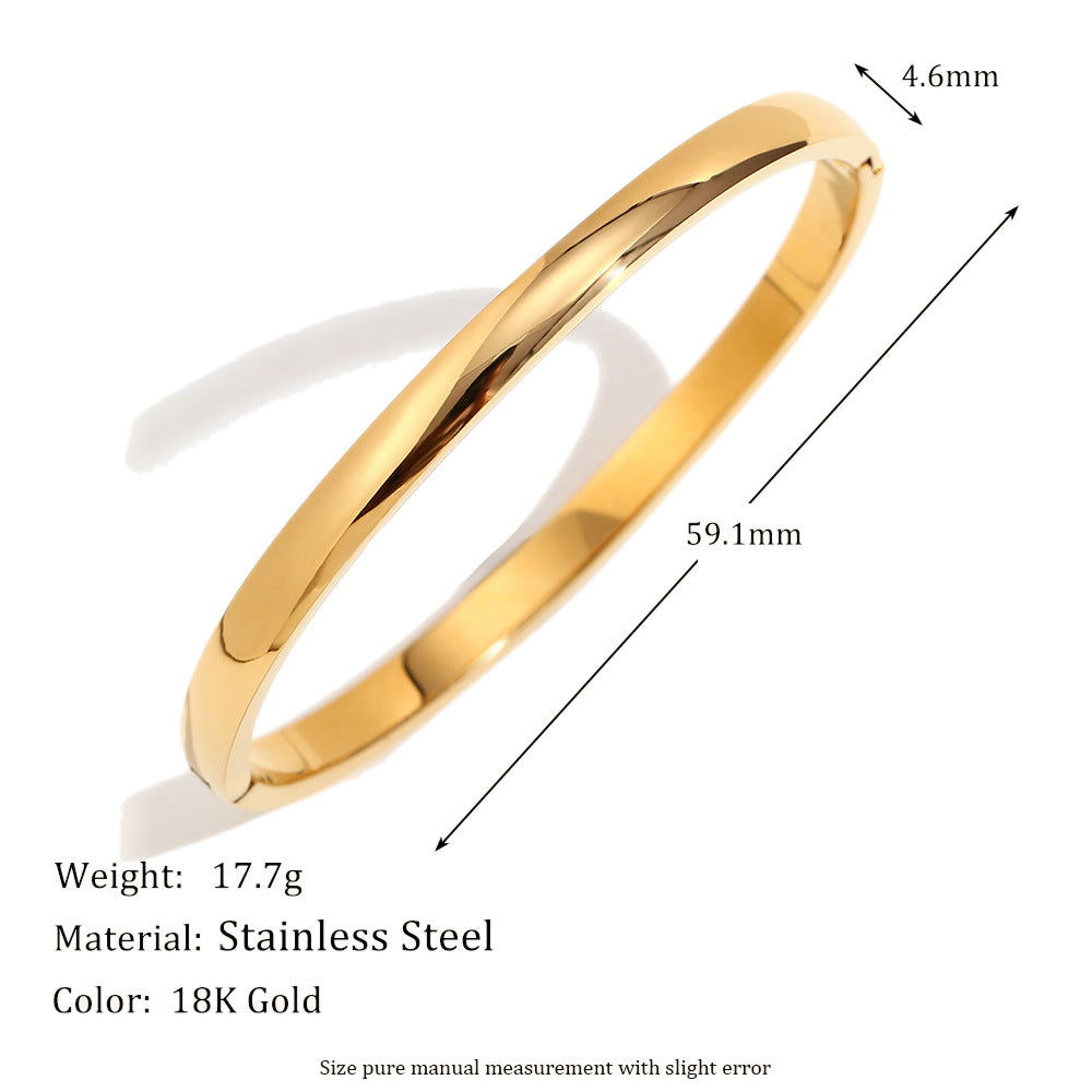 Minimalist Elegant 18K Gold Plated Stainless Steel Geometric Bangle for Women