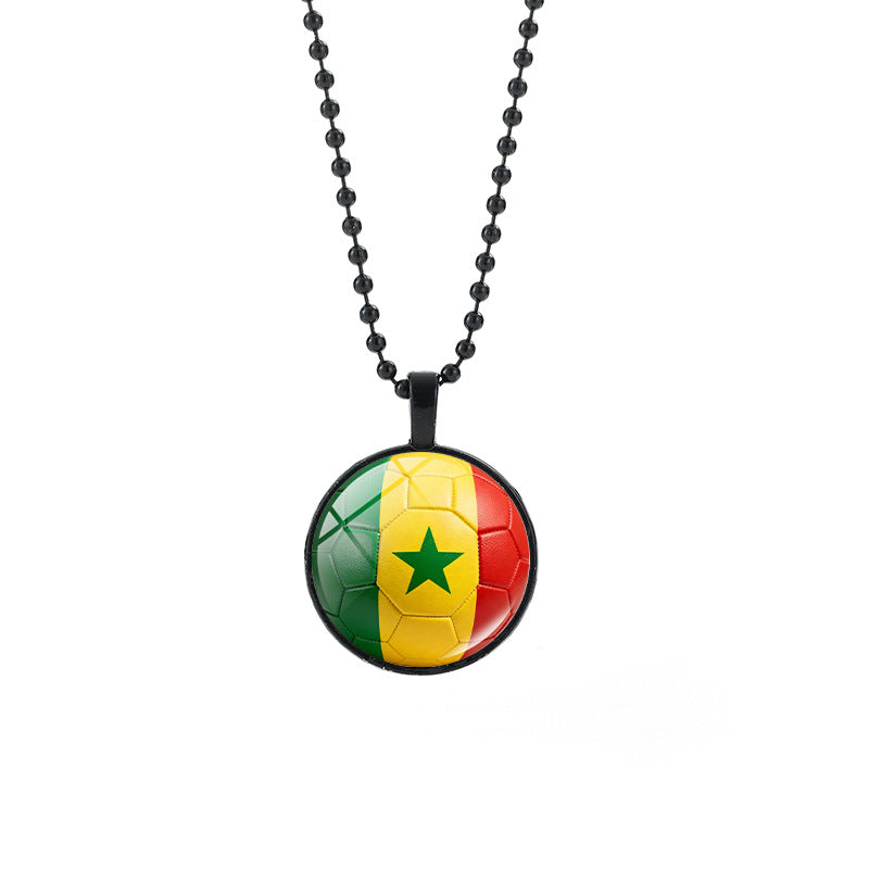Collana Unisex Casual con Pendente Rotondo Geometrico di Cristallo e Catena a Sfera Placcata in Lega