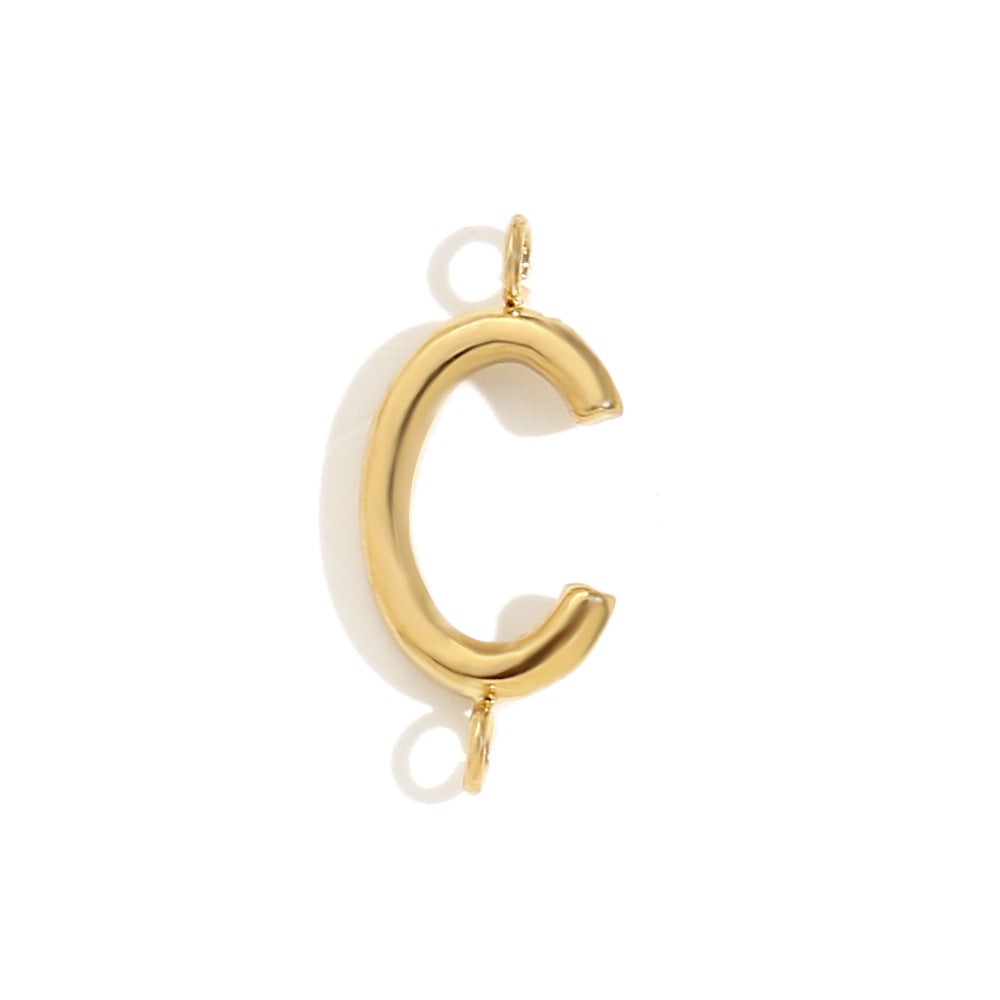 Minimalist 18K Gold Plated Stainless Steel Letter Charm Bar