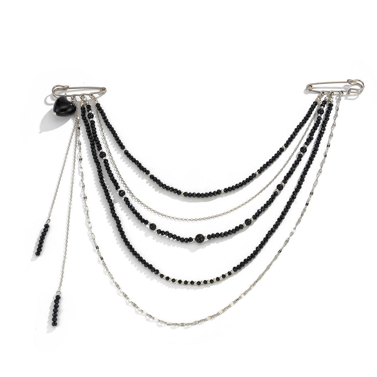 Punk Hip-hop Heart Shape Crystal Plated Iron Brooch Pin for Women
