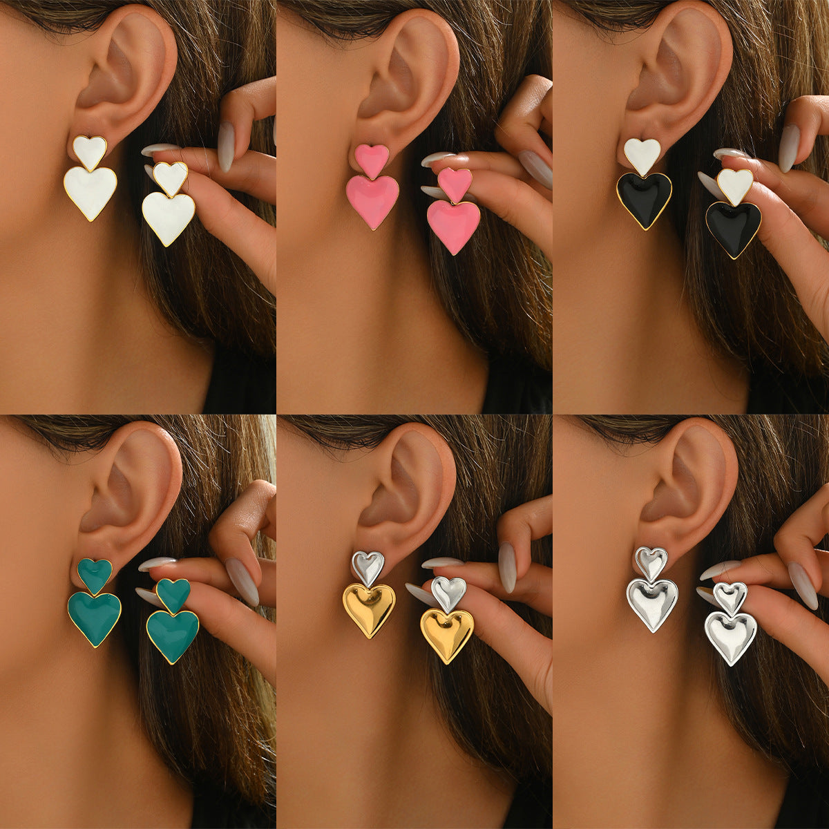 Orecchini in rame smaltato a cuore, dolci e minimalisti, da donna, con placcatura premium in oro 18K