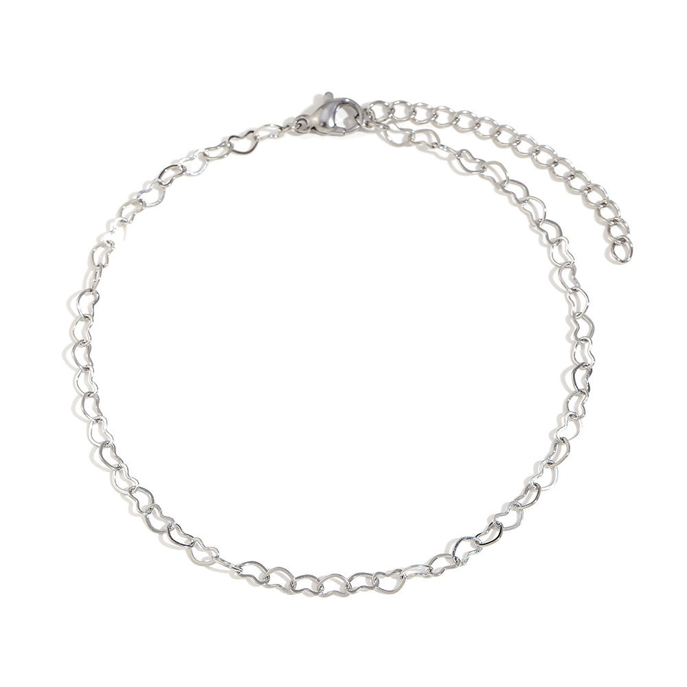 Cavigliera da donna minimalista a forma di cuore in acciaio inossidabile placcato oro 14K