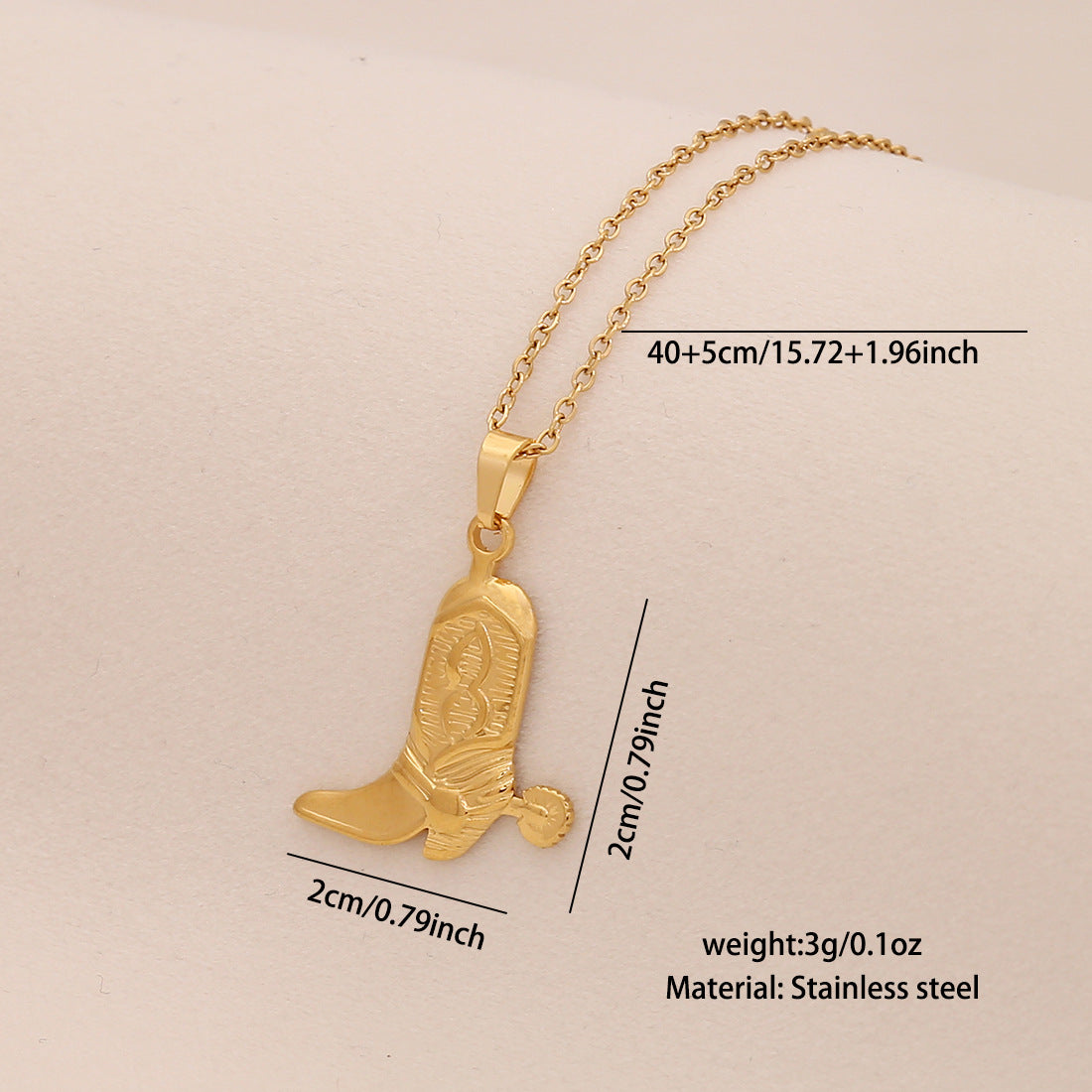 Collana con pendente a forma di stivale, in stile personalità, in acciaio inossidabile con finitura placcata per donna