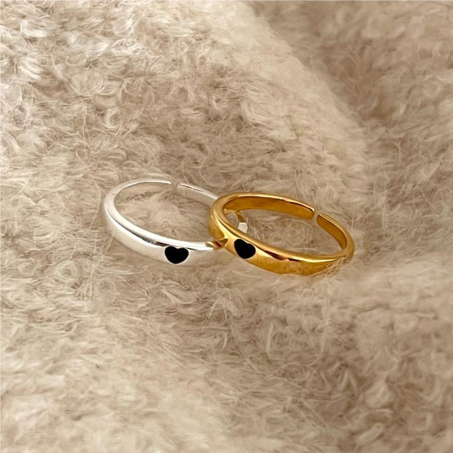 Minimalist Heart-Shaped S925 Sterling Silver Ring with Geometric Design for Women