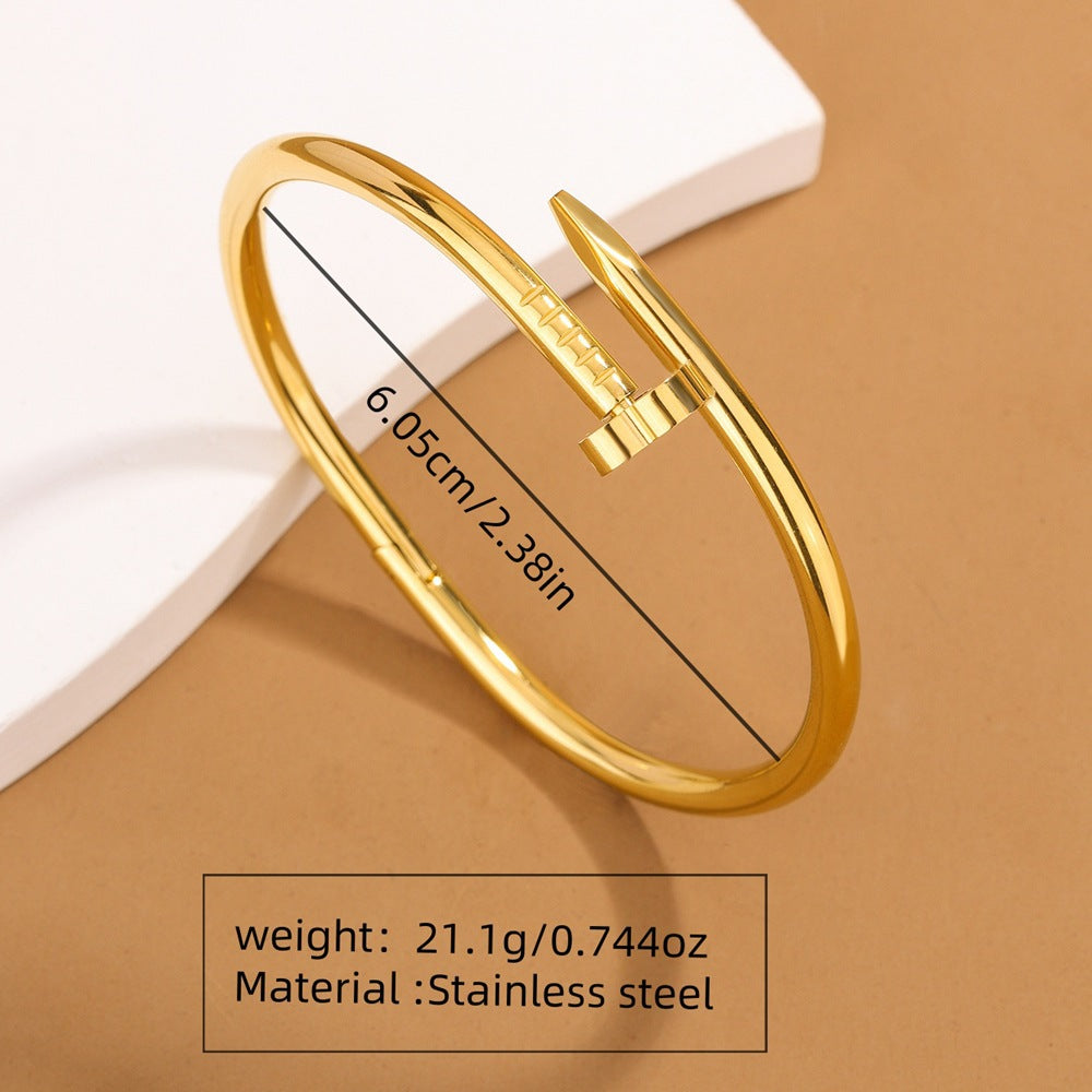 Elegant 18K Gold Plated Geometric Round Titanium Steel Bracelet