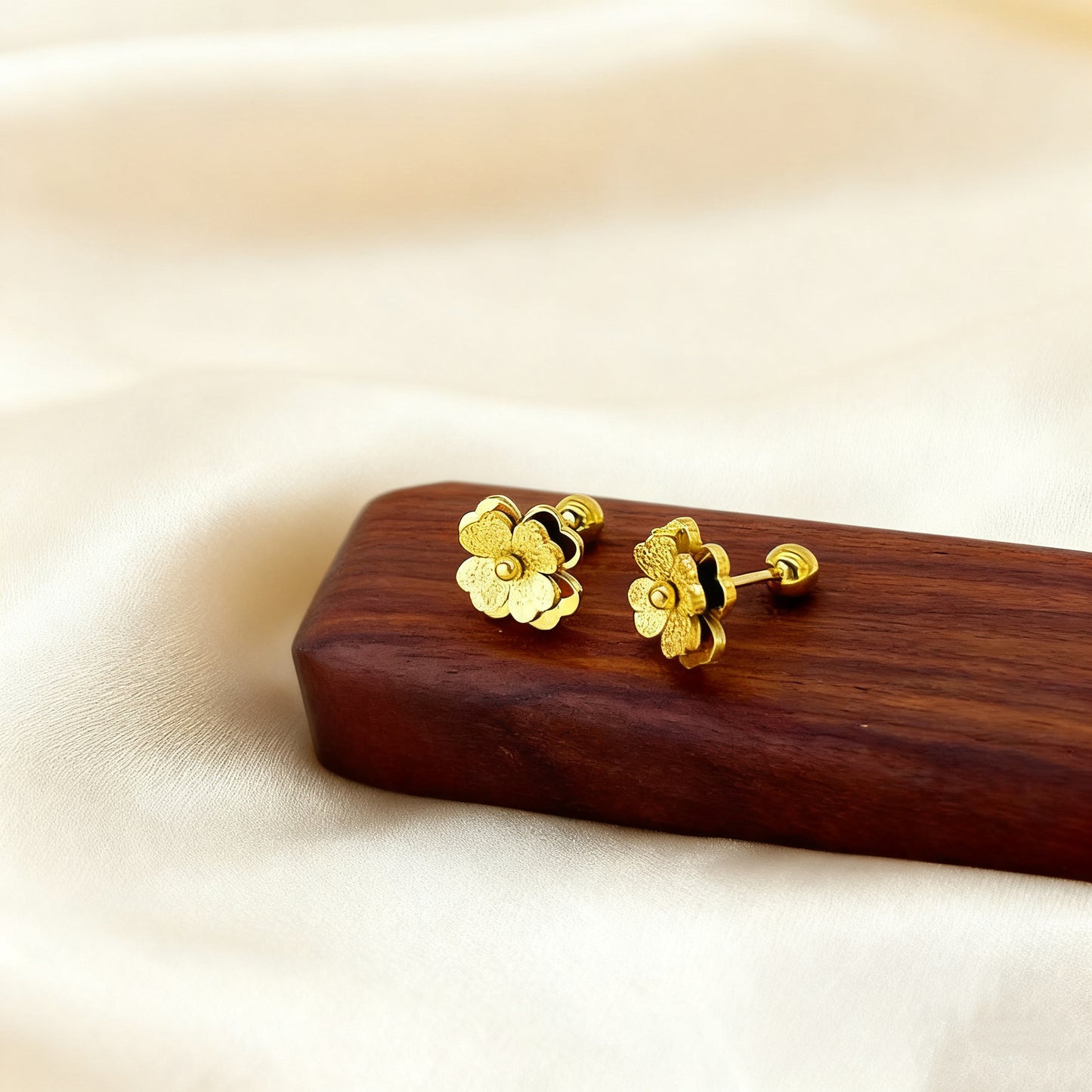 Elegant Matte Plated Stainless Steel Floral Stud Earrings for Women