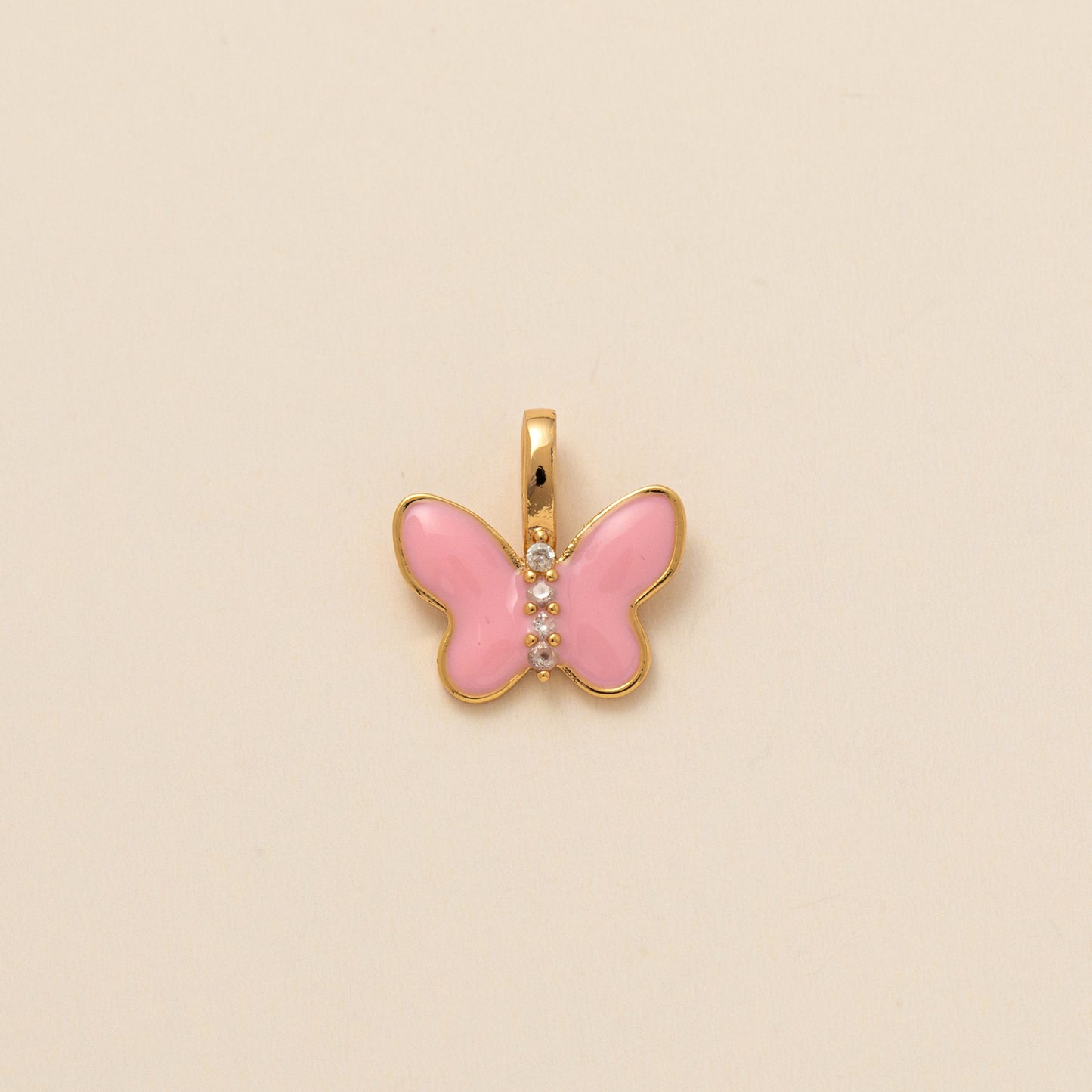 Plated Brass Animal Butterfly Charm Bar Ball Chain Necklace Unisex