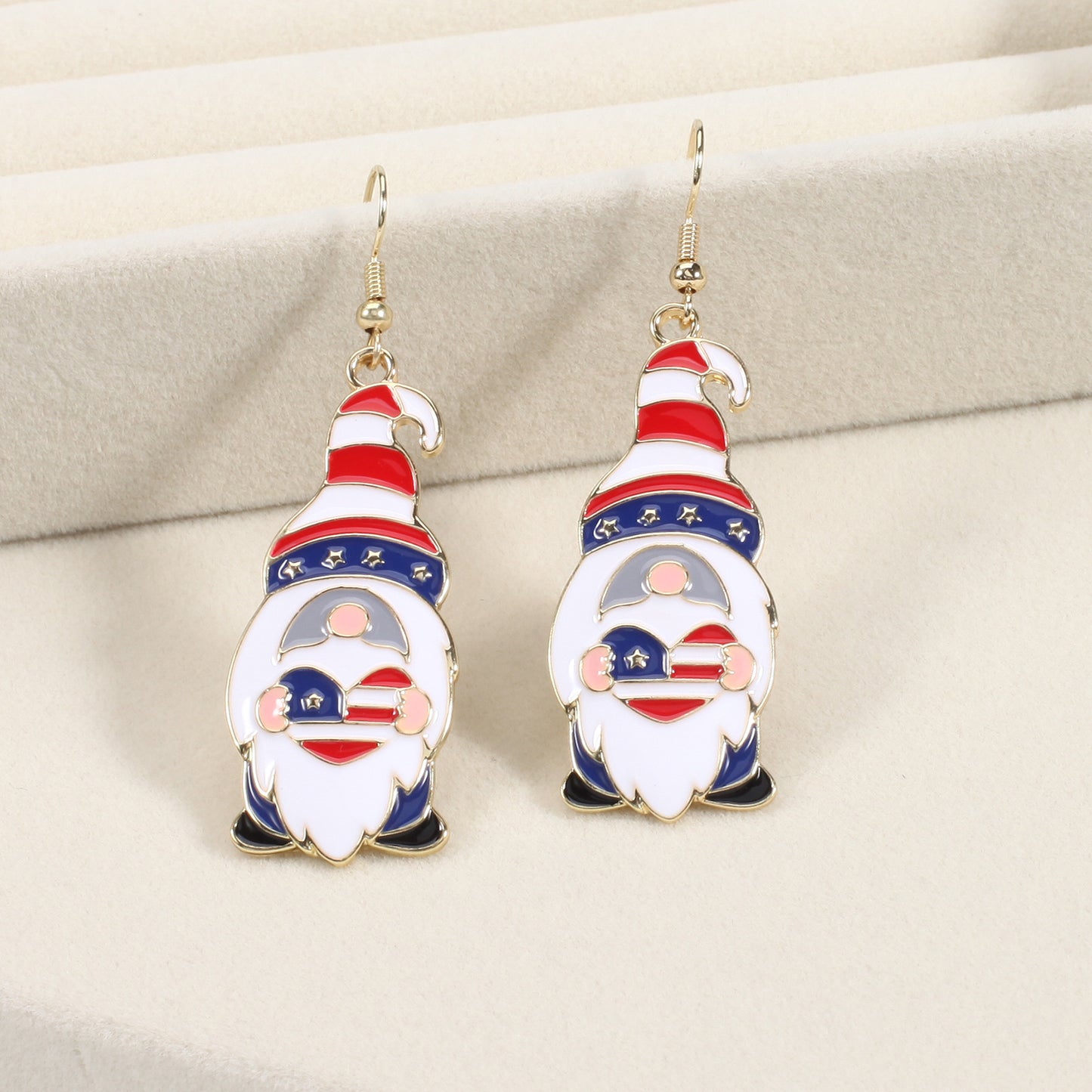 Plated Alloy Star Earrings with Christmas Santa Claus and American Flag Elements