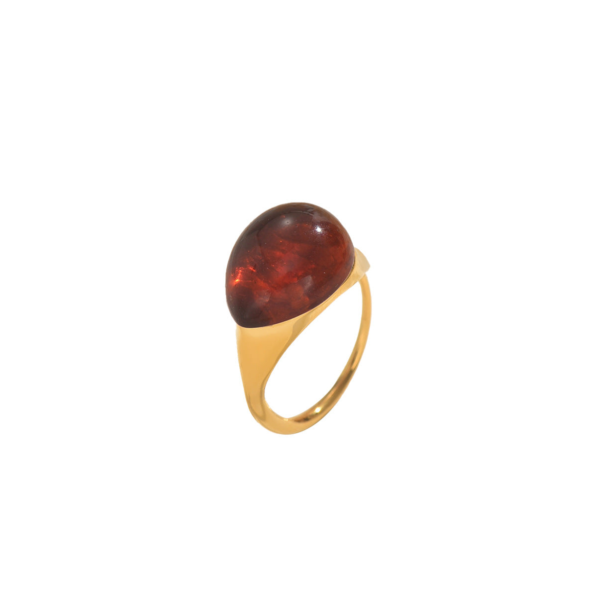 Anillo abierto ajustable Fashion-Commuter para mujer con incrustaciones de piedras preciosas en formas geométricas y de lágrima, hecho de cobre