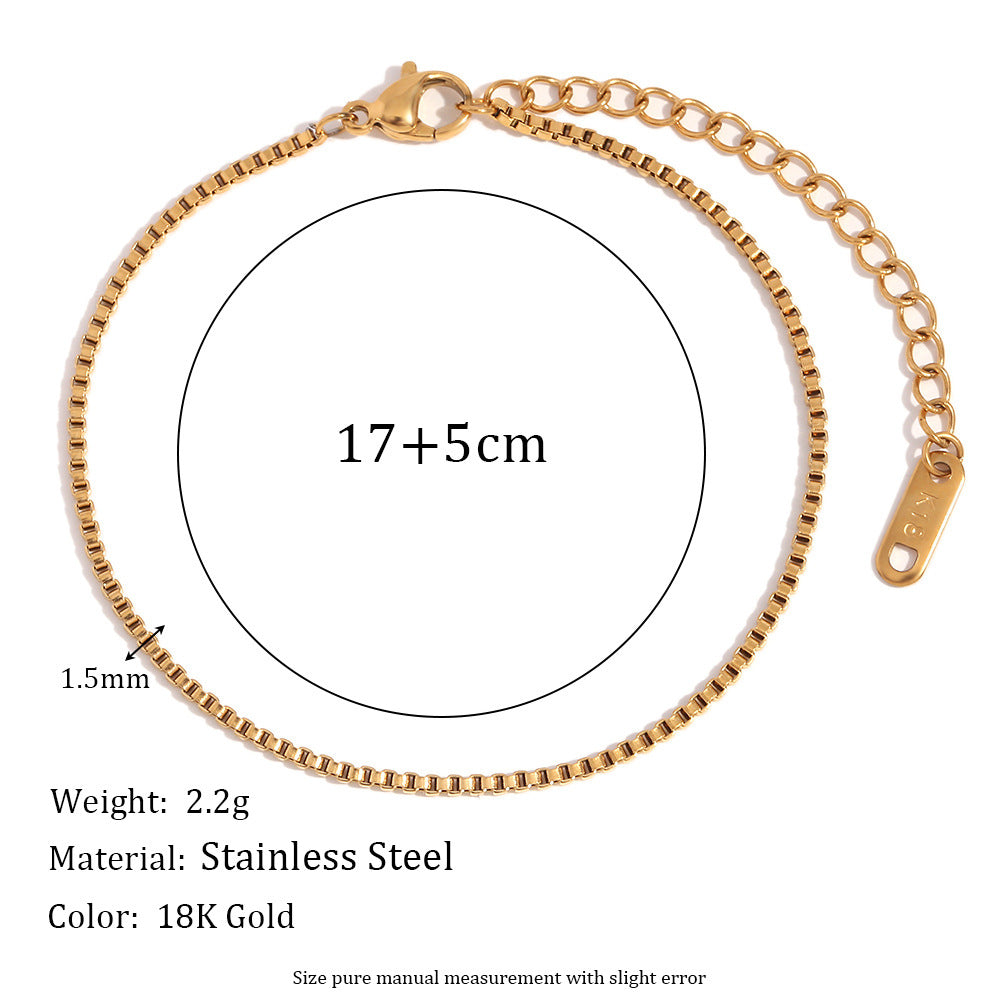 Bracciale Figaro Geometria Minimalista alla Moda da Donna in Acciaio Inossidabile con Placcatura in Oro 18K