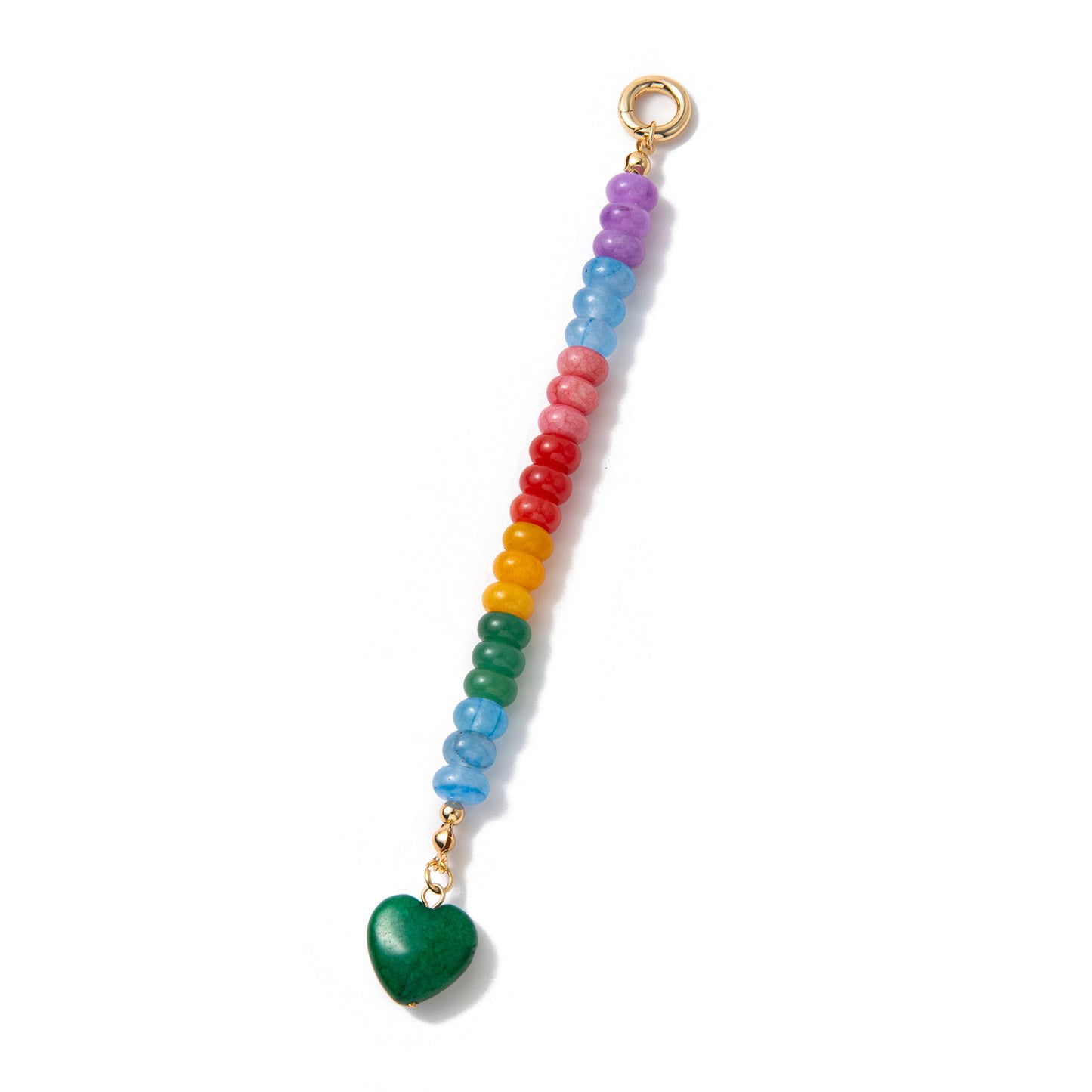 Sweet Heart Geometric Titanium Steel Plated Bag Charm Bar with Colorful Beads and Keychain