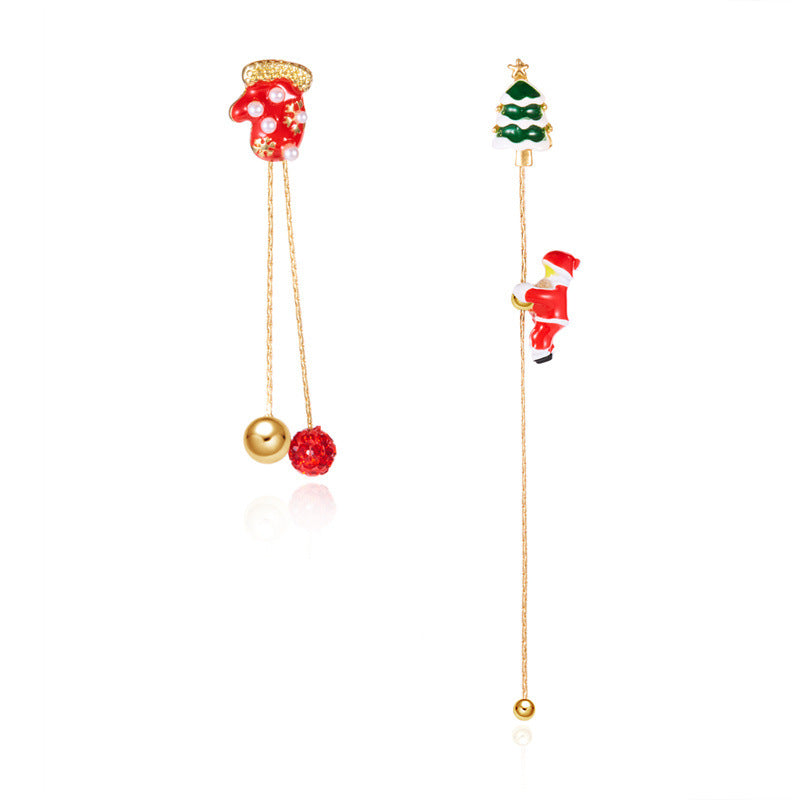 Minimalist Star-Shaped Alloy Christmas Tree and Snowman Dangle Earrings for Women with Electroplated Finish