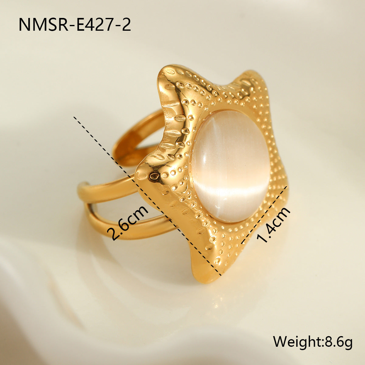 Pendientes y Anillo Minimalistas de Acero de Titanio con Forma de Estrella, Incrustación de Ojo de Gato, Joyería de Acero Inoxidable Galvanizado para Mujer