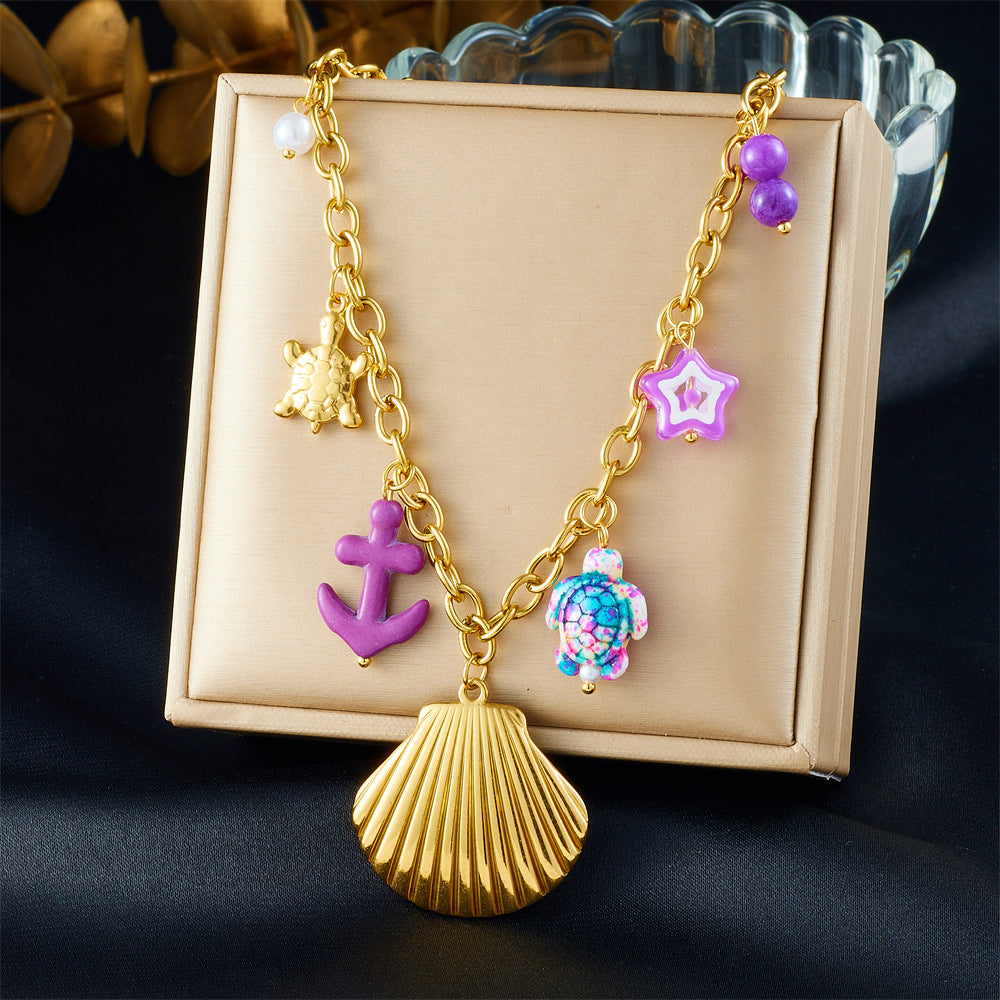 Sweet Streetwear Gold Plated Animal Star Stainless Steel Necklace