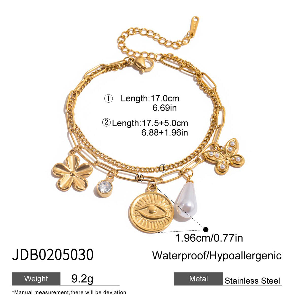 Pulsera geométrica de acero inoxidable con incrustaciones de pedrería y chapado para mujer, joyería de lujo de moda y resistente al deslustre
