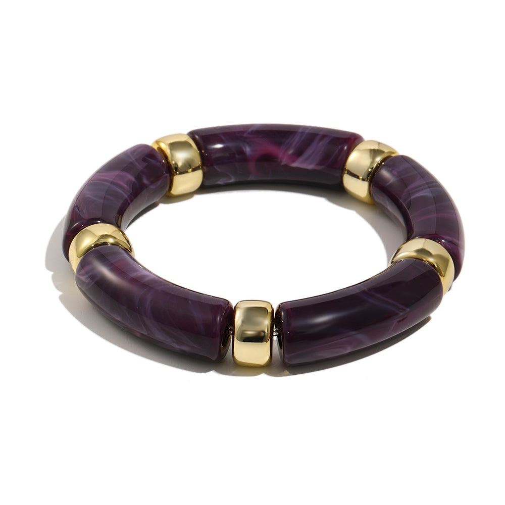 Minimalist Retro Acrylic Stretch Bracelet for Women with Geometric Shape and Clean Line Design