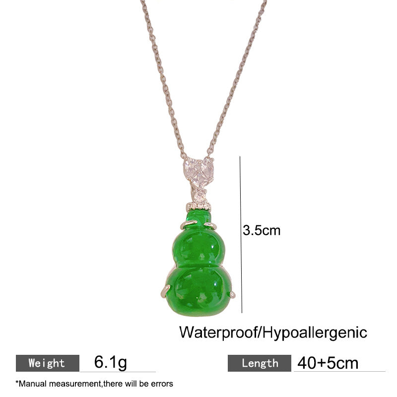 Minimalist Sweet Titanium Steel Plated Gourd Pendant Necklace with Cubic Zirconia for Women