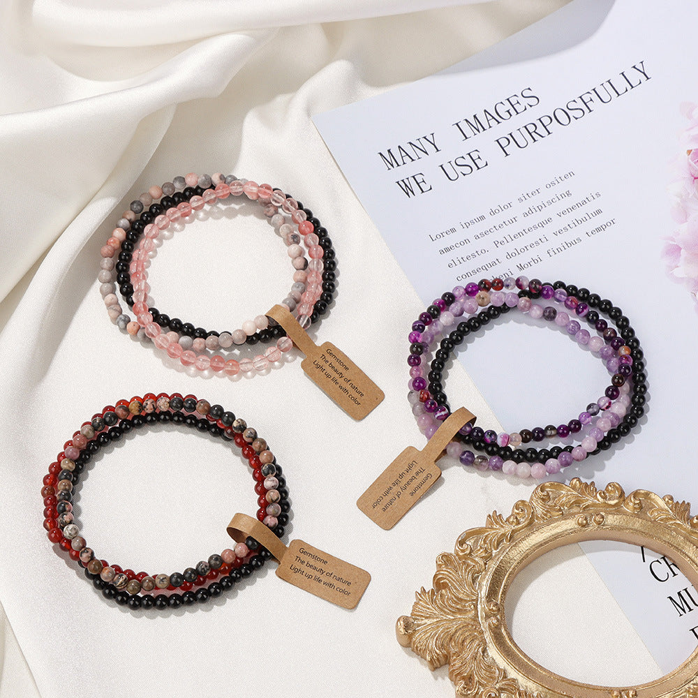 Vintage Geometric Agate Beaded Bracelet Unisex Natural Stone Jewelry