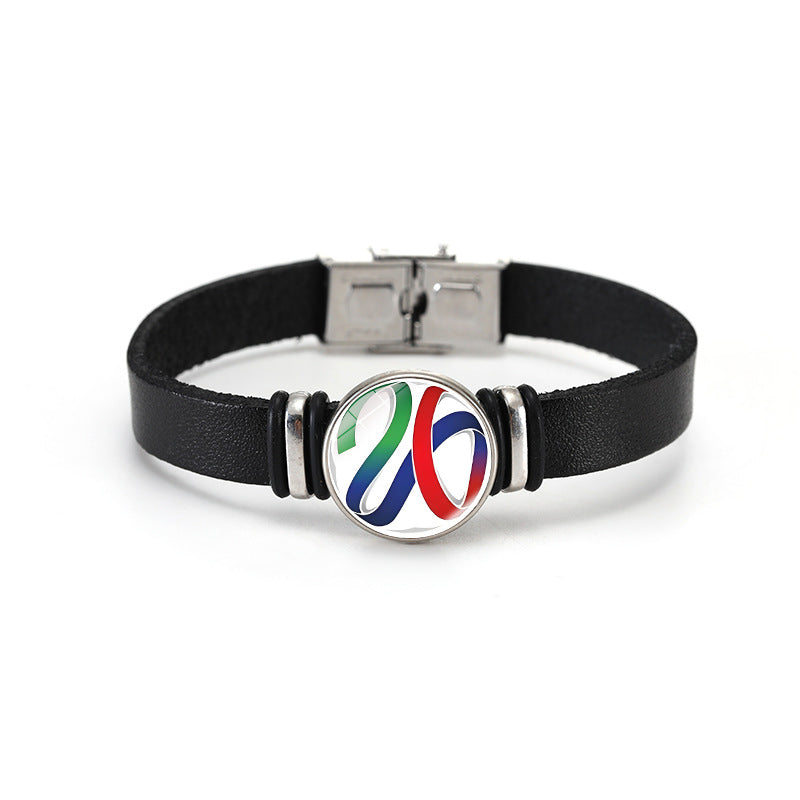 Geometric Plated Leather Bracelet Unisex Fashion Bangle