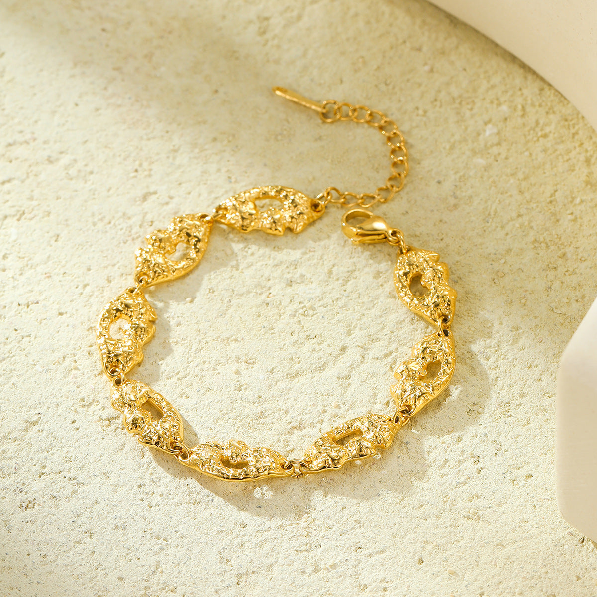 Minimalist Geometric Stainless Steel Matte Hollow Bracelet with Gold Plating for Women