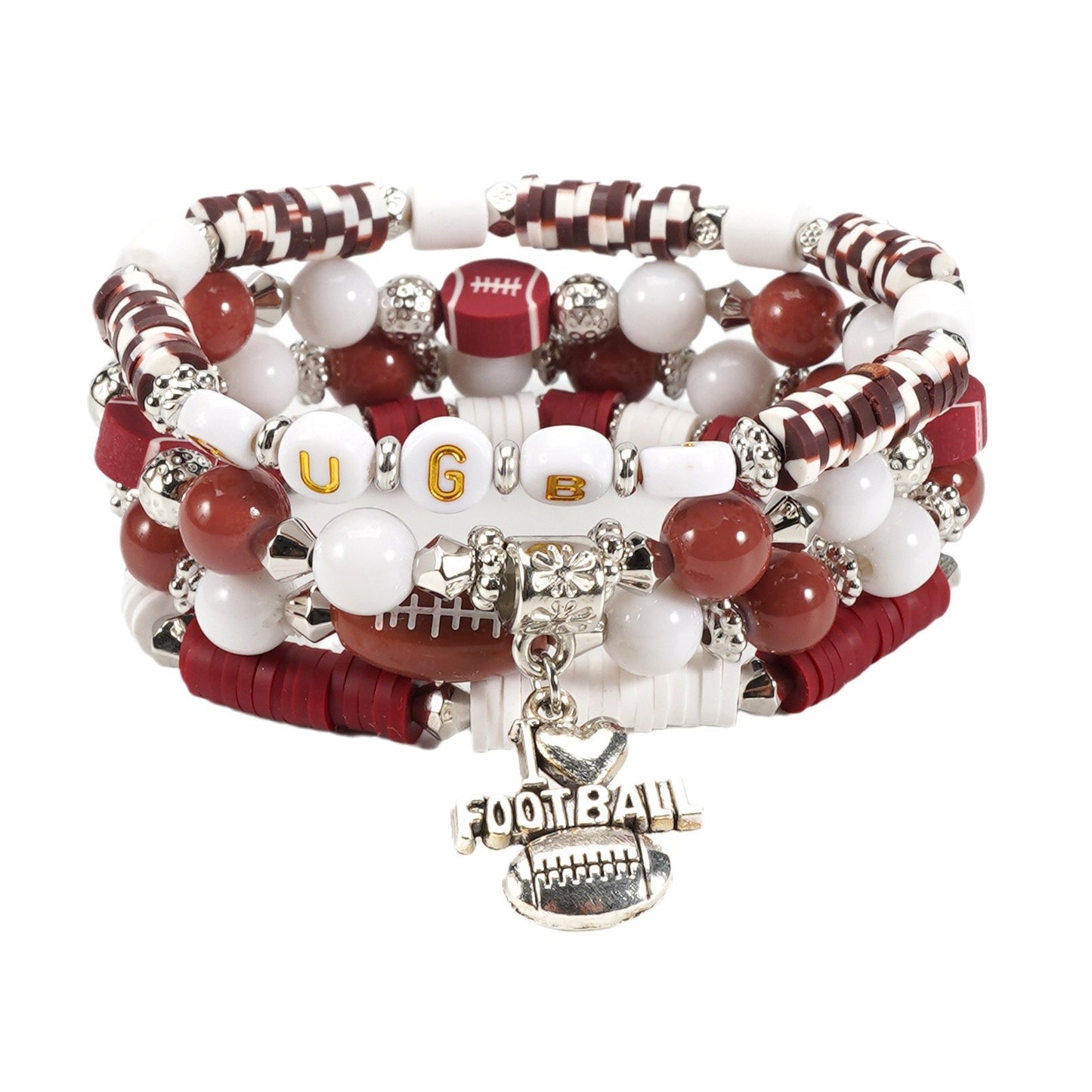 Unisex Sports Ball Charm Bracelet Set Glass Basketball Football Baseball Volleyball Elements
