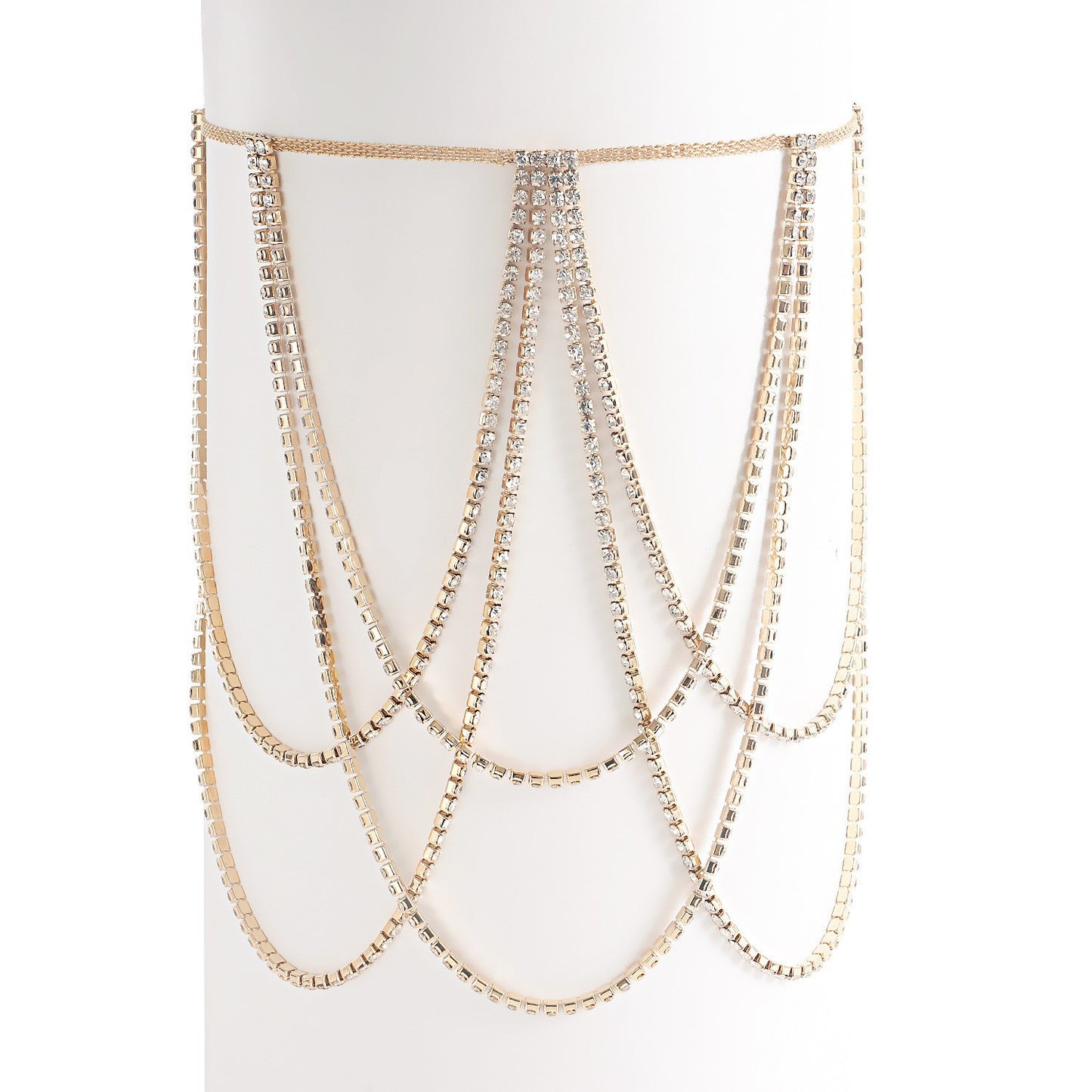 Sweet and Edgy Casual Rhinestone Beach Leg Chain for Women with Elastic Band and Simulated Pearl Accents Geometric Design