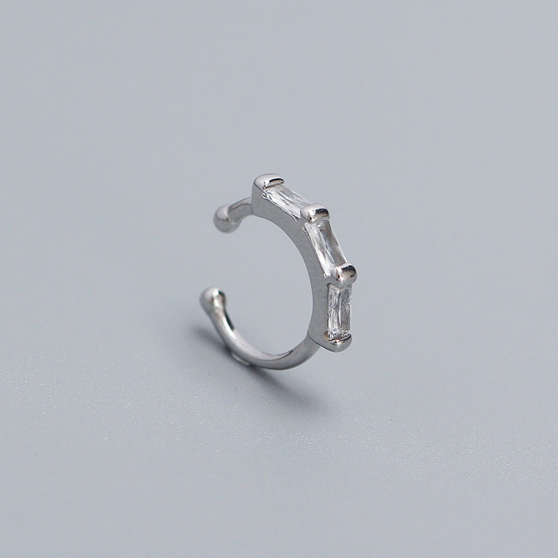 Orecchini a clip minimalisti geometrici in argento sterling S925 per orecchie non forate con intarsi in strass e finitura placcata