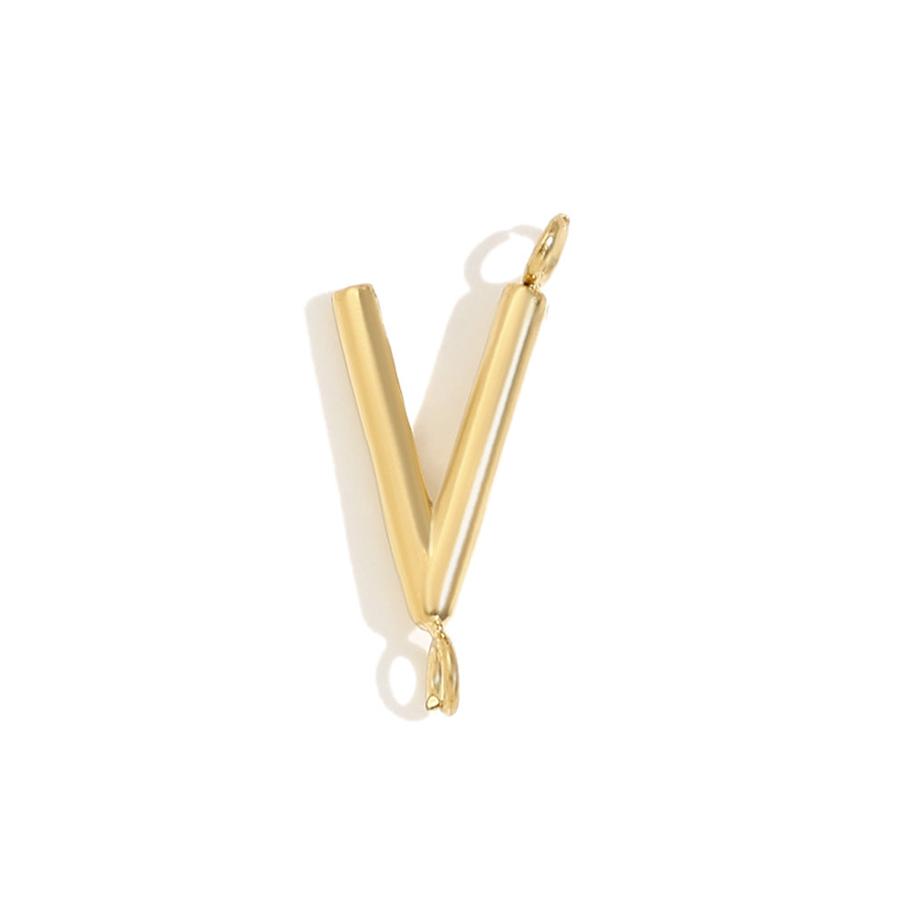 Minimalist 18K Gold Plated Stainless Steel Letter Charm Bar
