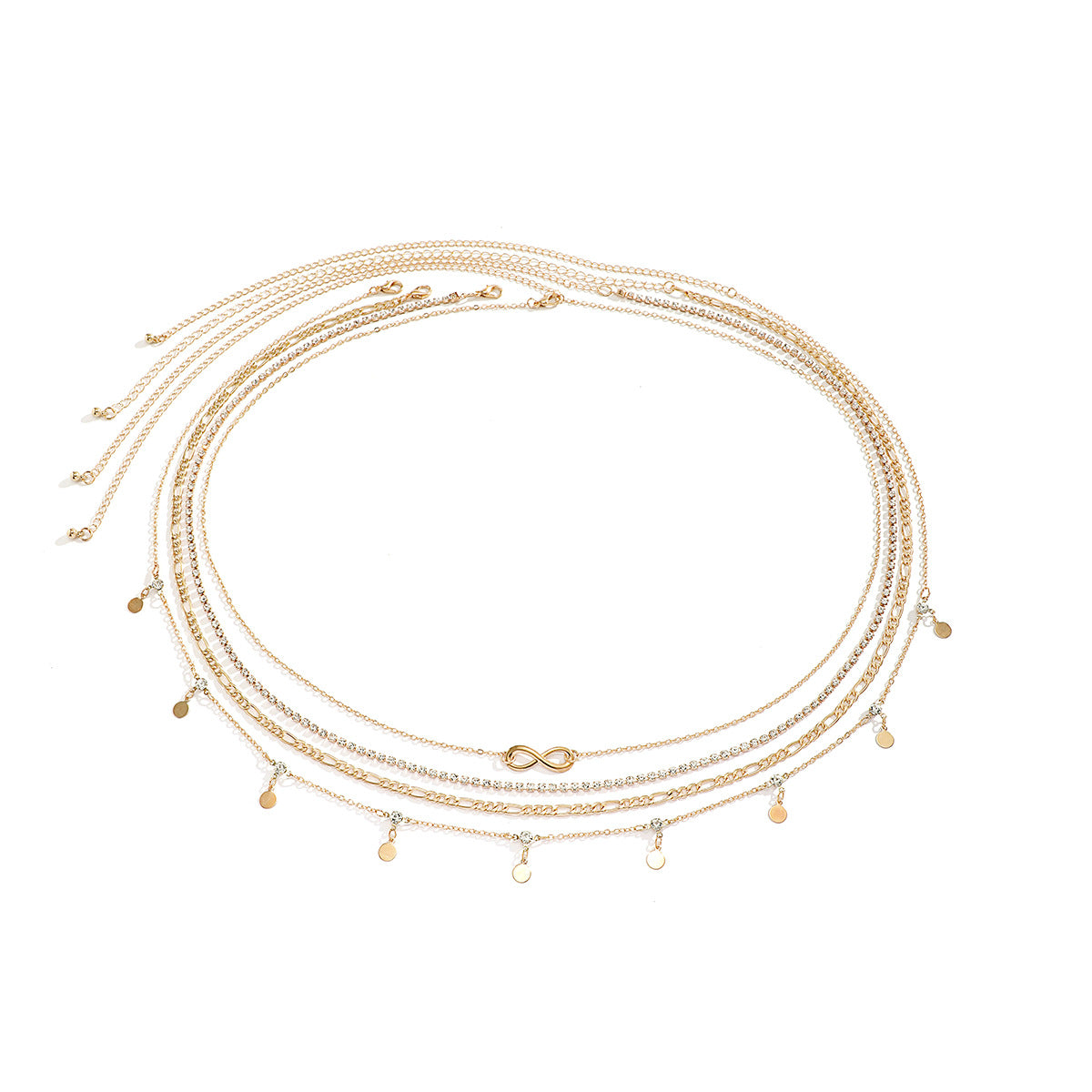 Casual Rhinestone Plated Alloy Tassel Waist Chain for Women