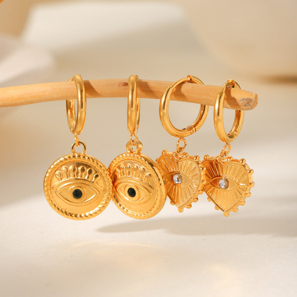 Minimalist Heart-Shaped Stainless Steel Zirconia Inlaid Ear Studs with Plated Finish for Women