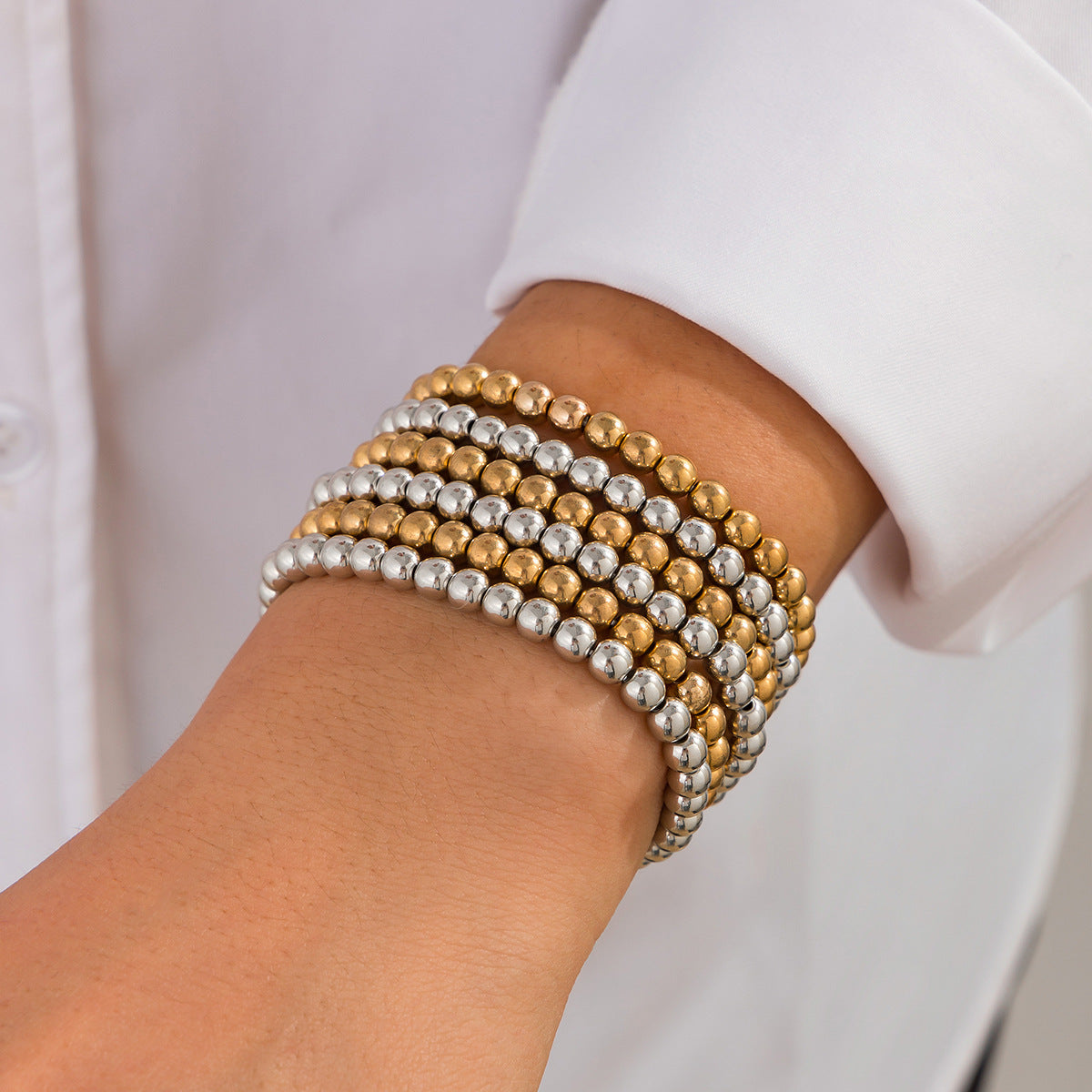 Minimalist Geometric CCB Beaded Bracelet Set Plated Women's Jewelry